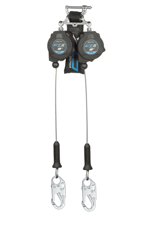 FALLTECH 8' CTX™ Cable Class 2 Leading Edge Personal SRL-P, Twin-Leg w/ Steel Snap Hooks
